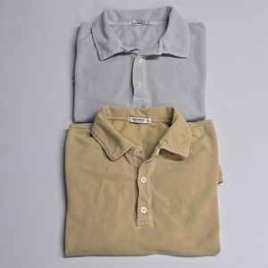 Buck Mason Polo Shirt Lot Men M Gray Tan Short Sleeve Cotton Casual Basic